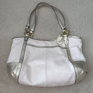 Coach Gold And Off-white Women's Handbag
